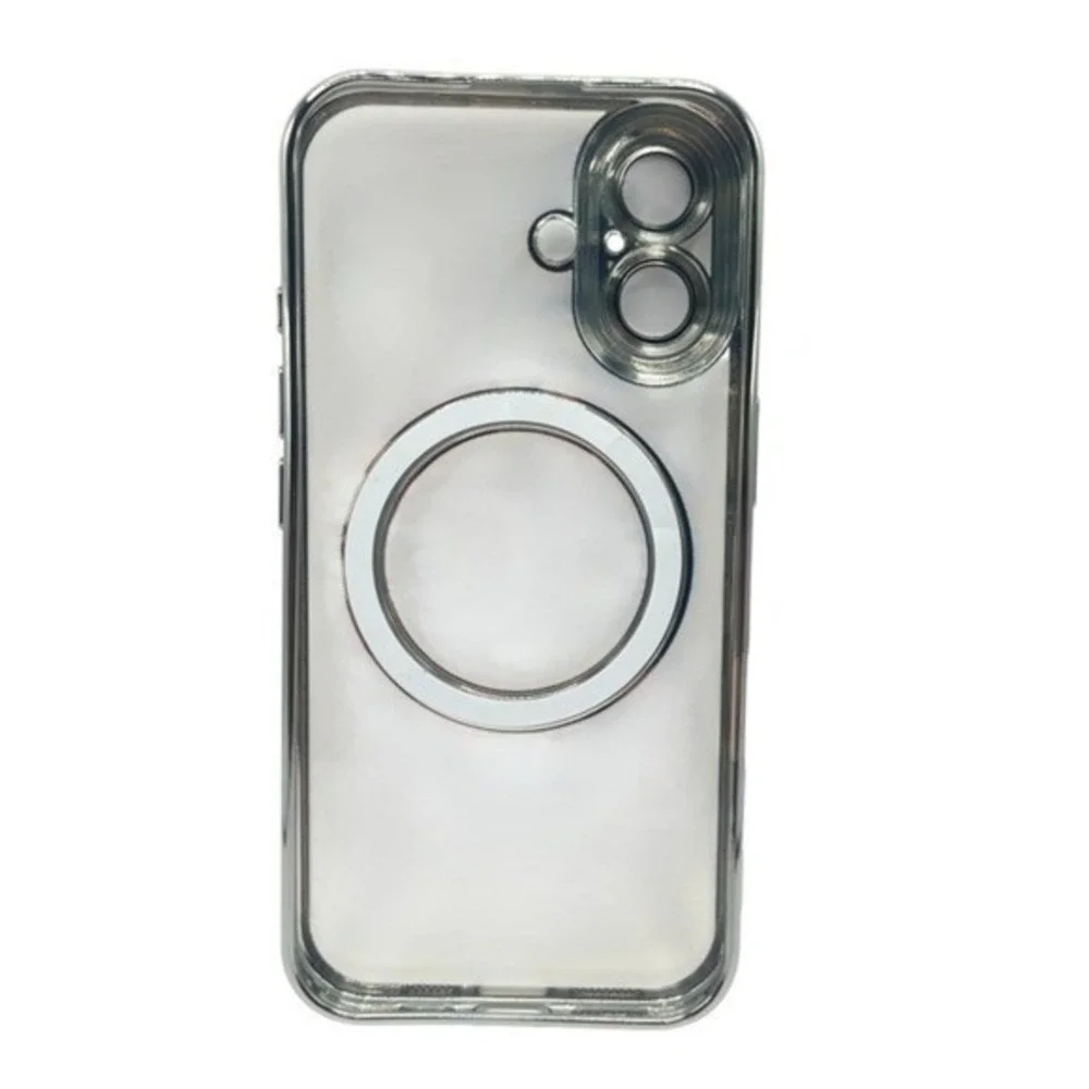 iPhone 16 Plus Clear Protective Case‎ Silver Metallic Trim NEW